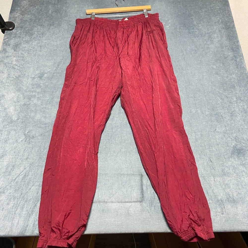 Reebok Jogger Pants Mens XL Burgundy Tapered Leg Windbreaker Outdoor Performance